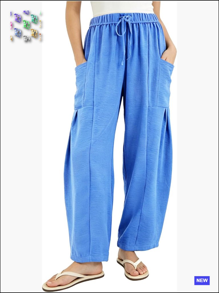 Wide Leg Cropped Pants Drawstring Casual Palazzo Pants Loose Flowy Lounge